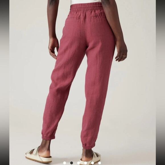Athleta Retreat Linen Joggers In Coffeberry - Picture 2 of 5